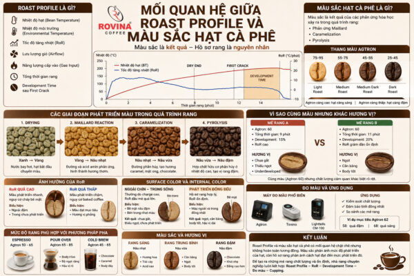 Mối quan hệ giữa Roast Profile và màu sắc hạt cà phê